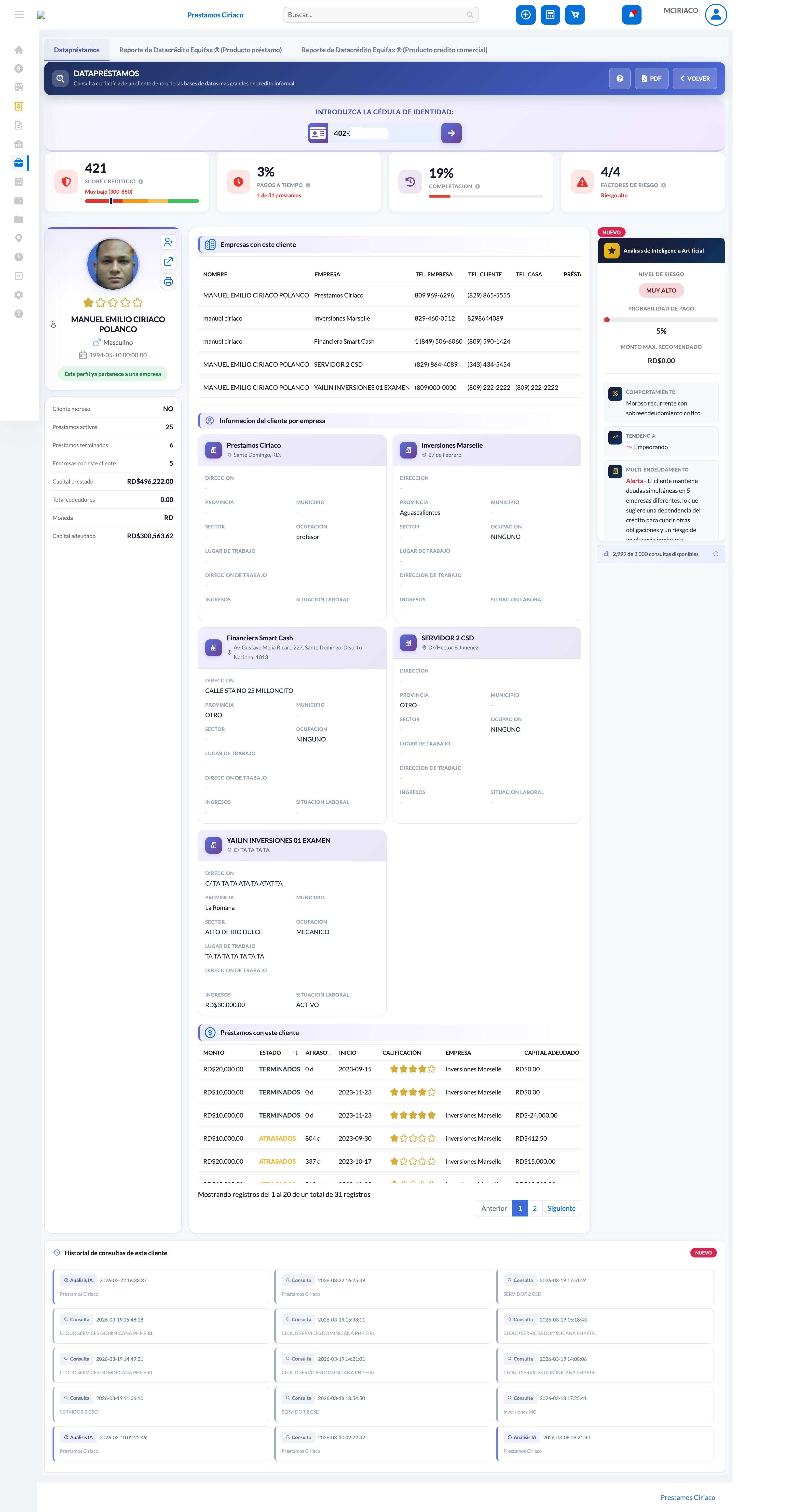 Ejemplo de Datapréstamos - PrestamosCloud